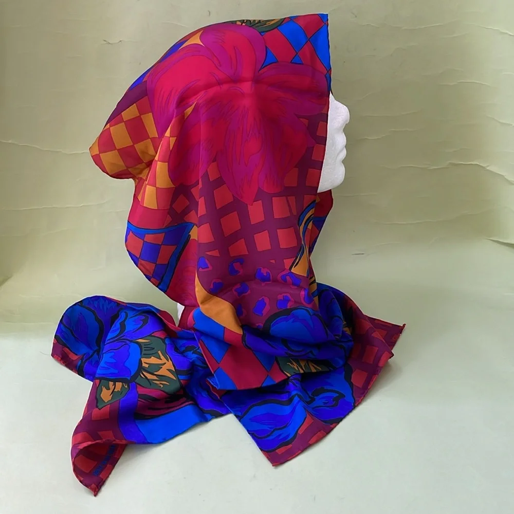 Vintage bright multicolored Jones New York silk scarf